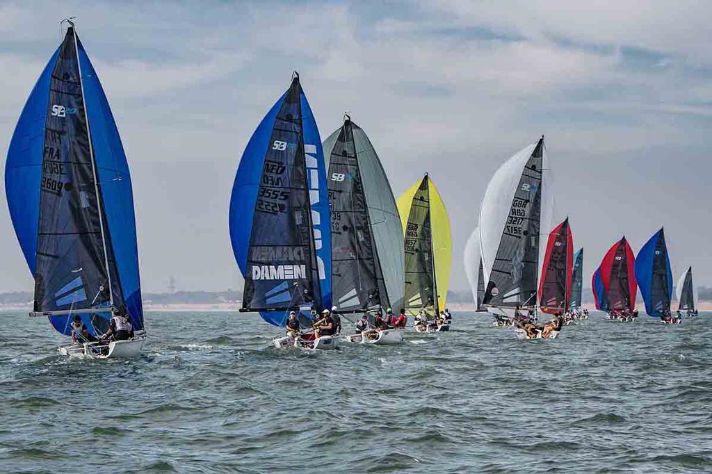 The SB20 fleet running downwind on The Solebt - Day 2 - SB20 World Championship 2017 © Jennifer Burgis